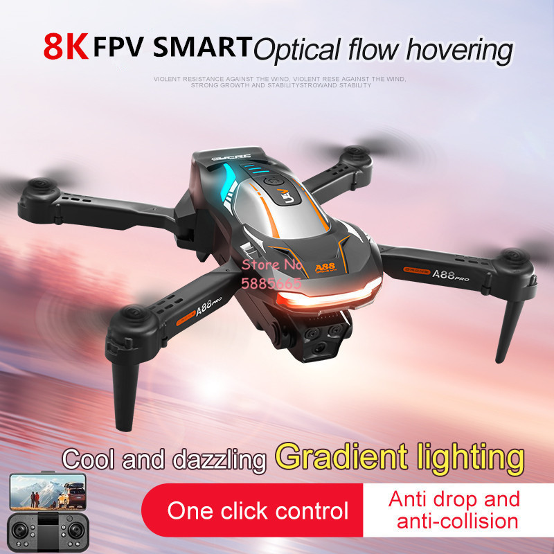 Kids Toys Helicopter - 8K航空写真撮影 オプティカルフローポジショニング FPV RCドローン 4CH カラフル照明