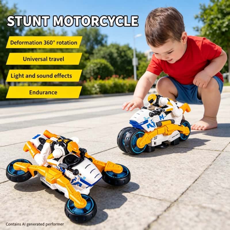 Kids' Toy - 電動スタント変形バイク子供用おもちゃ 360度回転ライトミュージック変形おもちゃ車 キッズクリスマスギフト