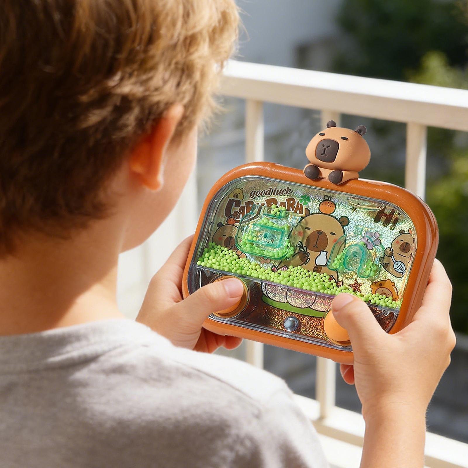 Kids' Toy - カピバラ型ハンドヘルドウォーターゲーム（LEDライト付き）、ダブルボタンビーズトスフィジェットトイ、子供と大人向けの携帯用トラベルアクティビティ