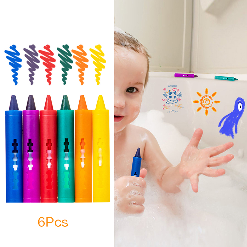 Kids Toys Drawing Easy - 6 個洗えるバスクレヨン浴槽でカラフルな描画簡単にきれいなクレヨン子供カラフルな面白いアートおもちゃ落書き浴室クレヨン
