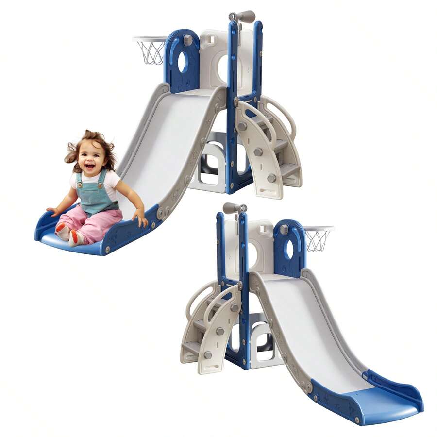 Basketball Hoop Kids Indoor - 幼児用滑り台、子供用滑り台、幼児用室内遊具、バスケットボールフープとボールプレイセット、望遠鏡付き