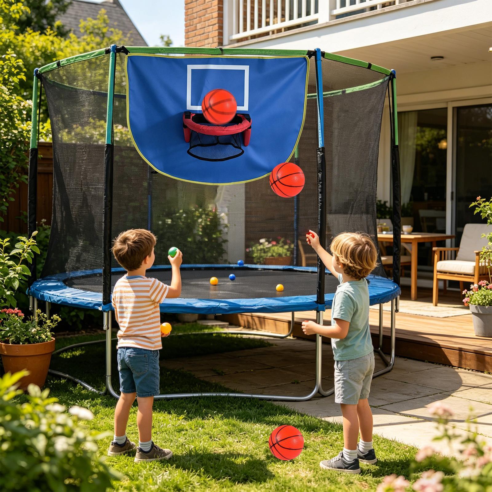 Basketball Hoop Kids Indoor - トランポリン用バスケットゴールセット（ポンプとボール3個付き）ユニバーサル簡単設置バスケットボールセット、屋内屋外裏庭ゲームおもちゃ、子供と大人向け ﻿