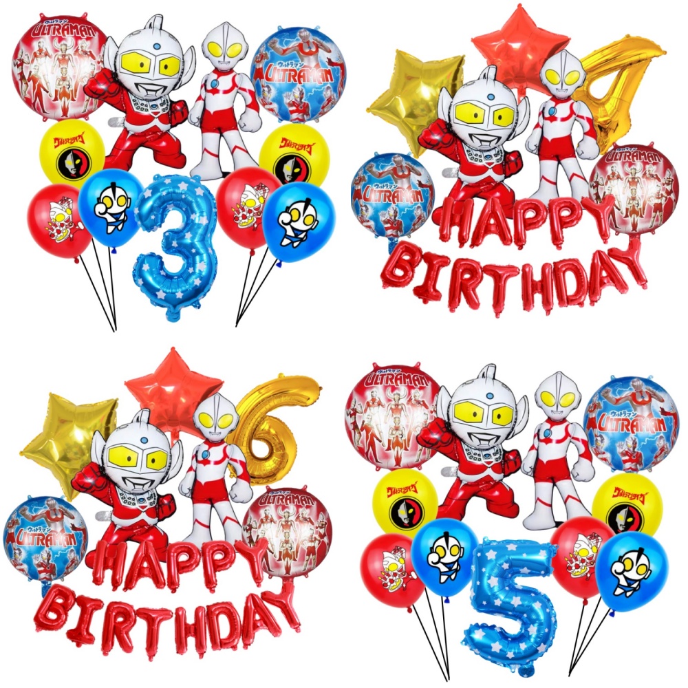 Banner Kids Toys - ウルトラマンをテーマにした誕生日パーティーの装飾漫画レッド 16 インチアルミ箔バナー風船子供ハッピーバルーン用品ベビーシャワーのおもちゃ