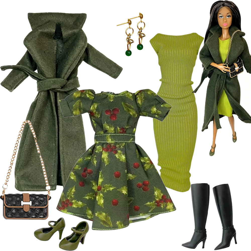 Kids Toys Kit - 1/6スケールドール服ファッション高級ドレスアップウールコートドレス トップス パンツセット 30cm XianxianスーパーモデルXinyiドール玩具用