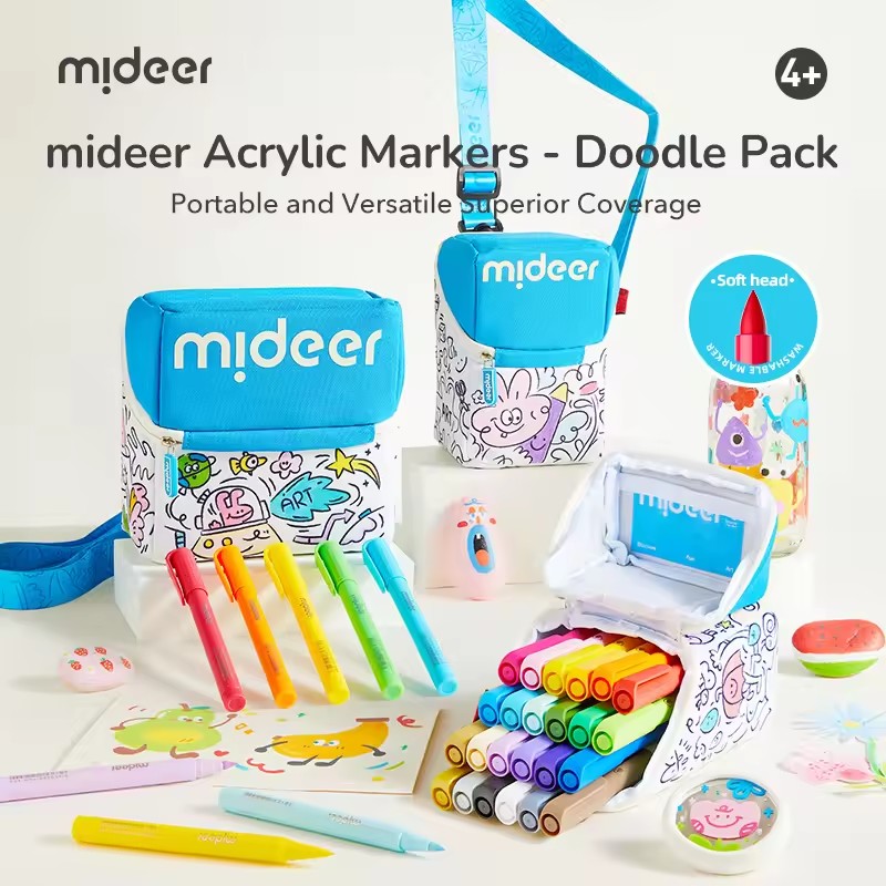 Kids Toys Drawing Easy - ミディア アクリルマーカー グラフィティセット 強力な発色 無臭 ソフトチップ