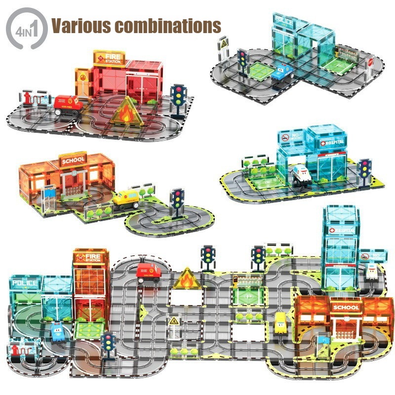 創造的な磁気電気鉄道車両子供 DIY 都市道路車両モデルトラ - Kids Toys Electric Car のレビューと価格