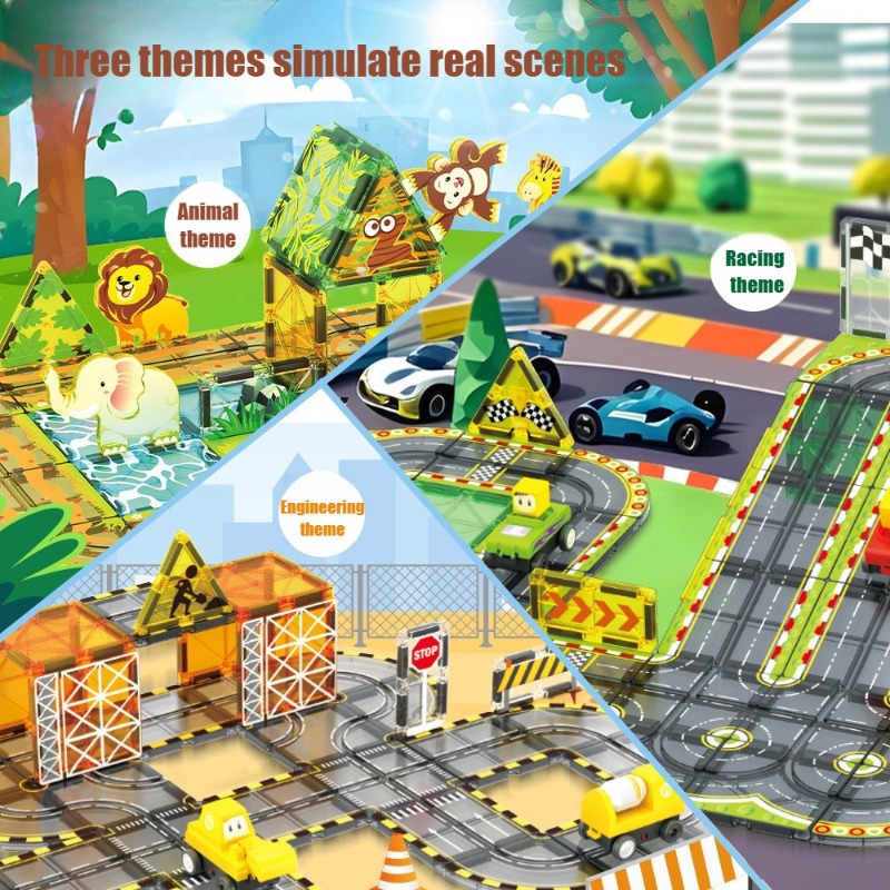 創造的な磁気電気鉄道車両子供 DIY 都市道路車両モデルトラ - Kids Toys Electric Car のレビューと価格