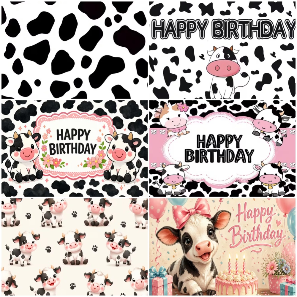 黒白牛の誕生日パーティーの装飾背景花自然牧草地観光子供のおも - Banner Kids Toys のレビューと価格