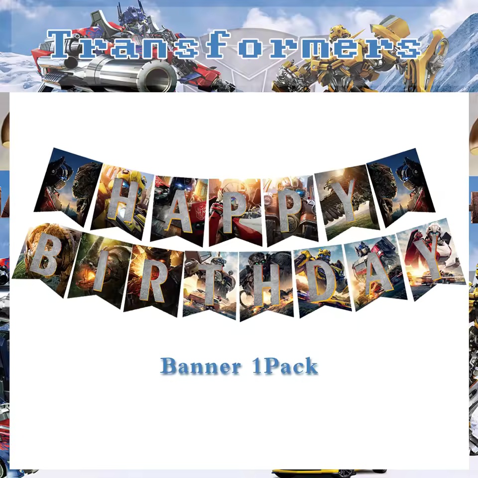 トランスフォーマー漫画 DIY 誕生日パーティーデコレーショ - Banner Kids Toys のレビューと価格