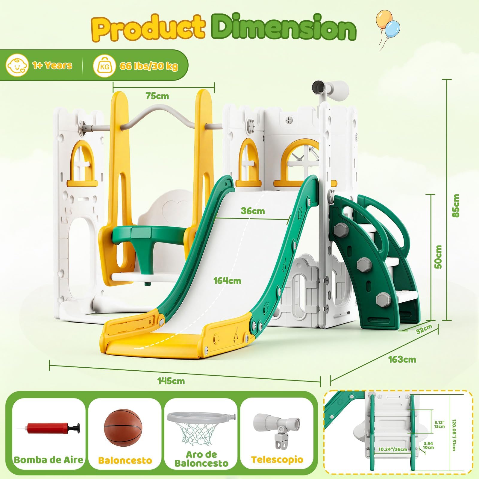 7 in 1 幼児用スライド＆スイングセット 室内・屋外用キ - Basketball Hoop Kids Indoor のレビューと価格