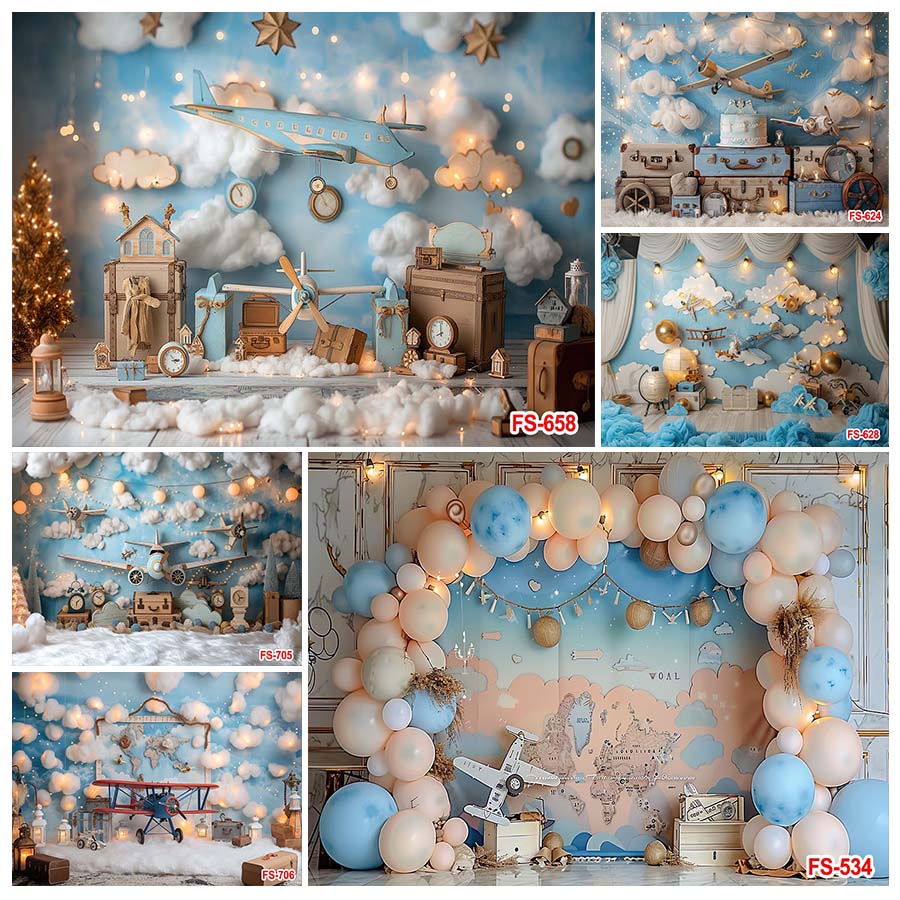 誕生日背景木のおもちゃ飛行機冒険を待っている写真撮影の背景パ - Banner Kids Toys のレビューと価格