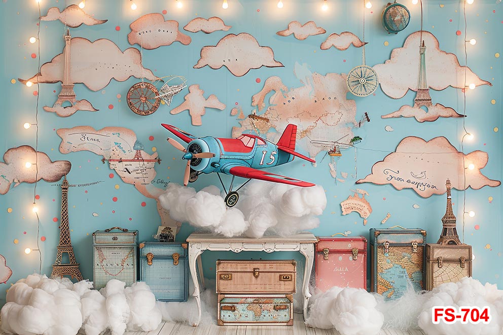 誕生日背景木のおもちゃ飛行機冒険を待っている写真撮影の背景パ - Banner Kids Toys のレビューと価格