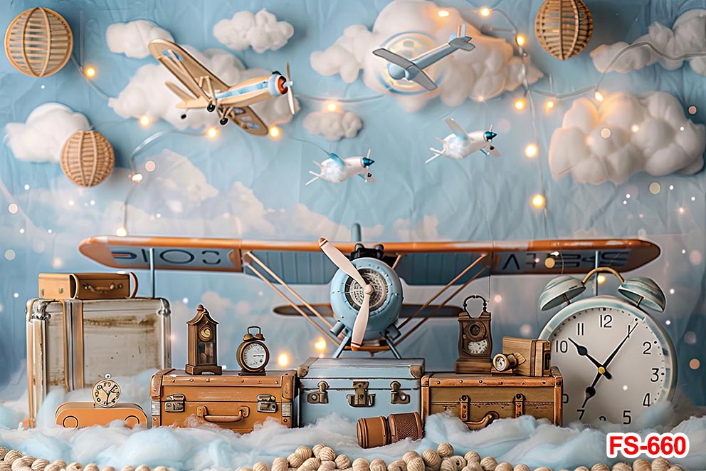 誕生日背景木のおもちゃ飛行機冒険を待っている写真撮影の背景パ - Banner Kids Toys のレビューと価格