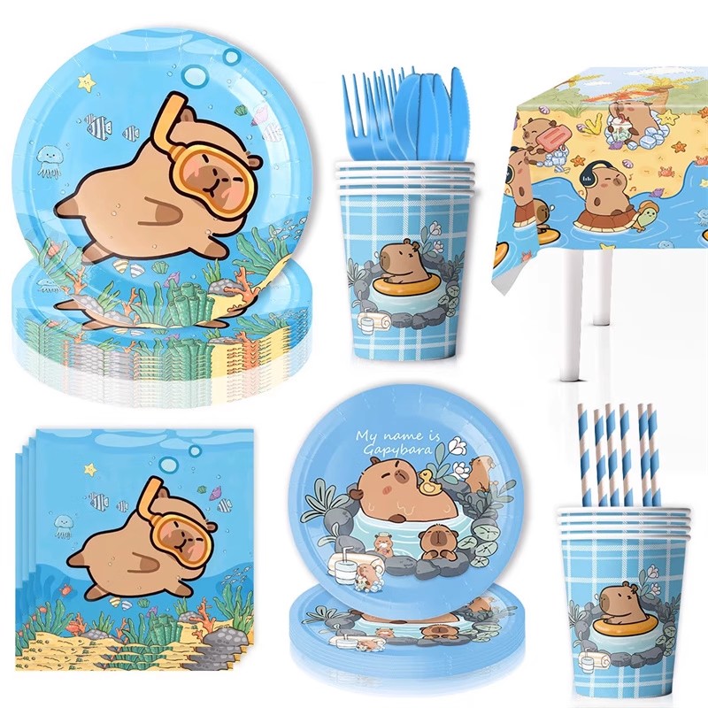 漫画カピバラパーティー用品カピバラ誕生日装飾背景カッププレー - Banner Kids Toys のレビューと価格