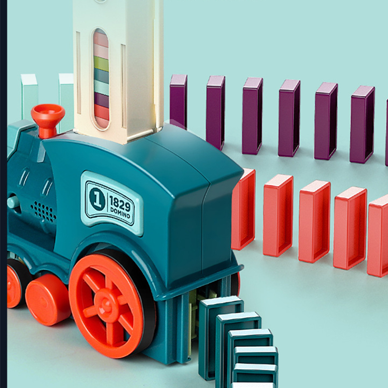 キッズ電動ドミノ列車車両セットサウンド&ライト自動敷設ドミノ - Kids Toys Electric Car のレビューと価格