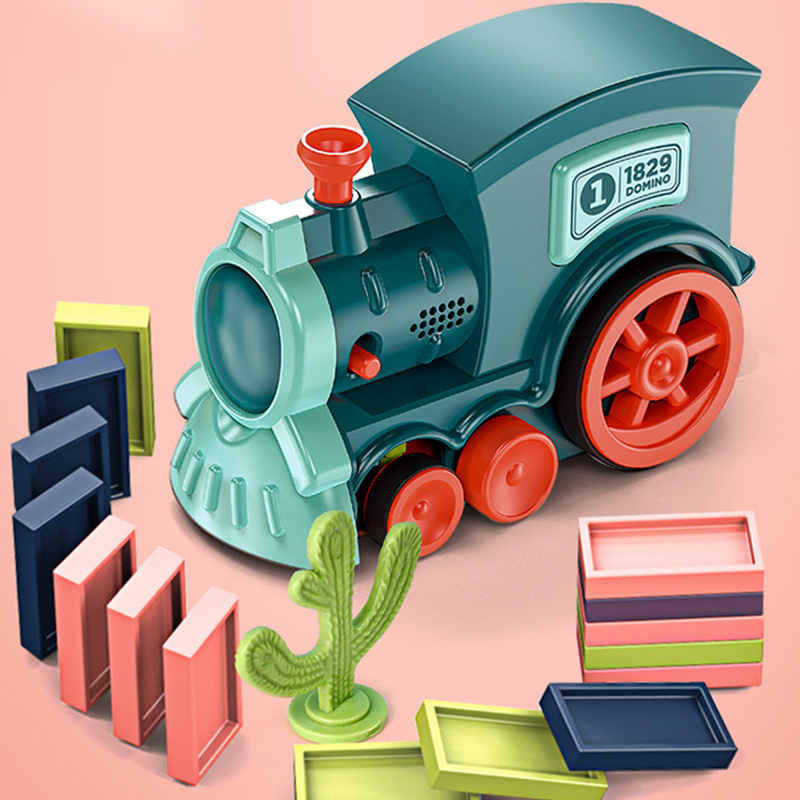 キッズ電動ドミノ列車車両セットサウンド&ライト自動敷設ドミノ - Kids Toys Electric Car のレビューと価格