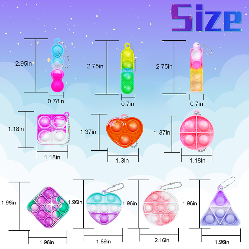 ミニポップキーホルダー フィジェットトイ 子供向け - 感覚 - Kids' Toy のレビューと価格