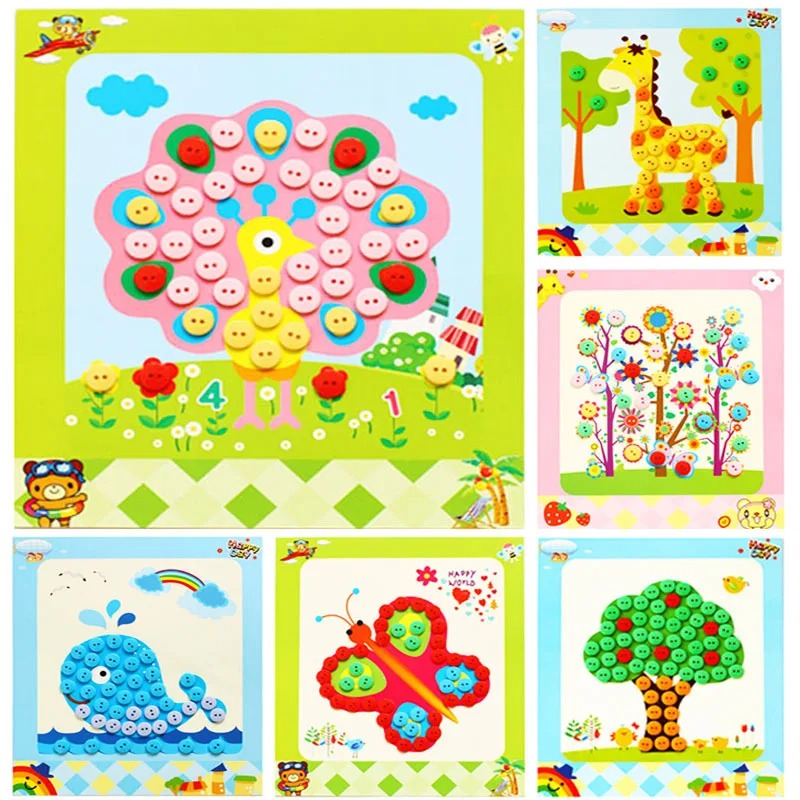 5 ピース/セット子供 DIY ボタンステッカーおもちゃ手作 - Kids Toys Drawing のレビューと価格