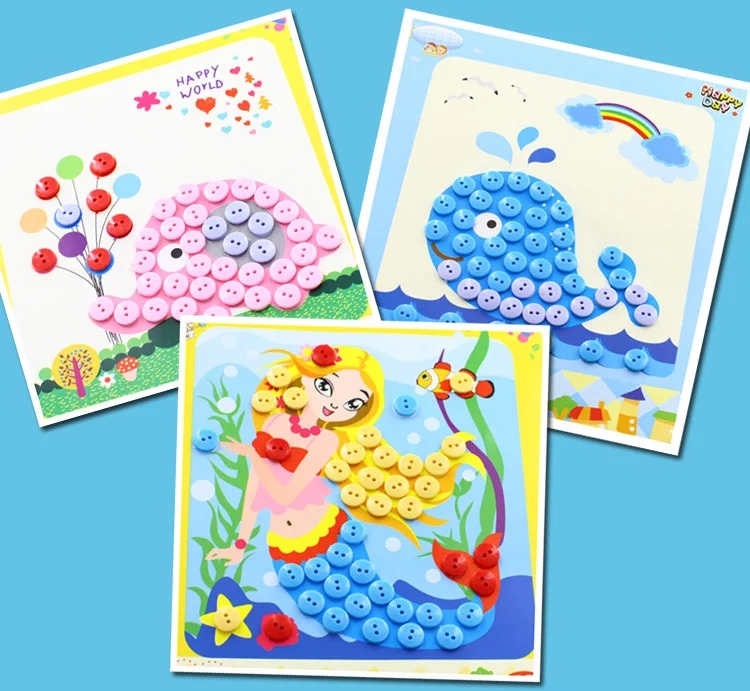 5 ピース/セット子供 DIY ボタンステッカーおもちゃ手作 - Kids Toys Drawing のレビューと価格