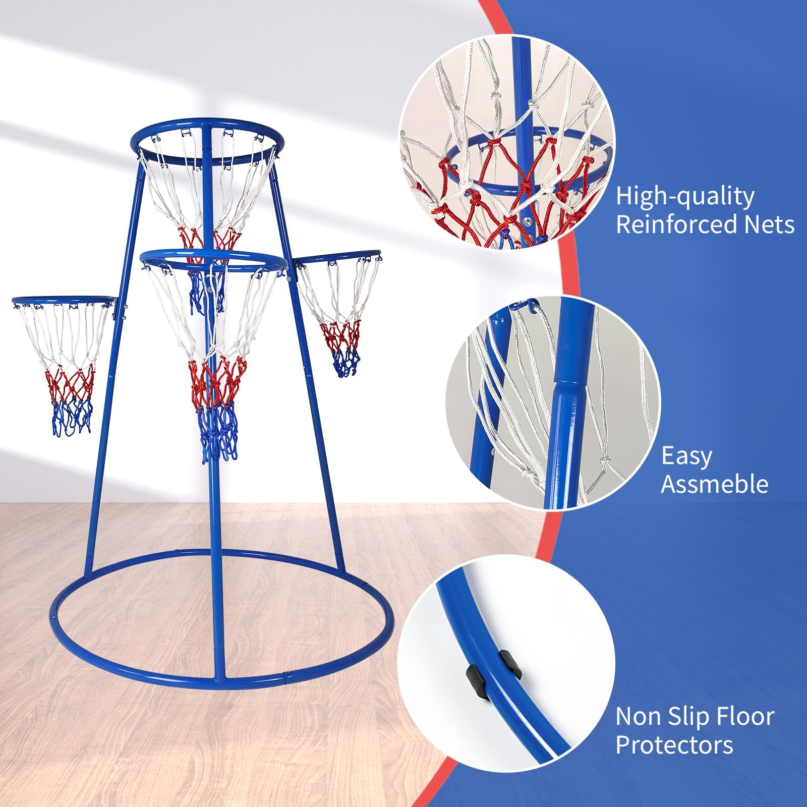 4つのフープ付き幼児用バスケットボールセット（ボール4個とポ - Basketball Hoop Kids Indoor のレビューと価格
