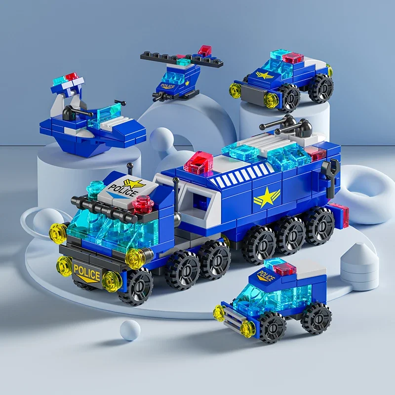 子供のための消防車のビルディングブロック,警察のトラック,エ - Kids Toys Helicopter のレビューと価格