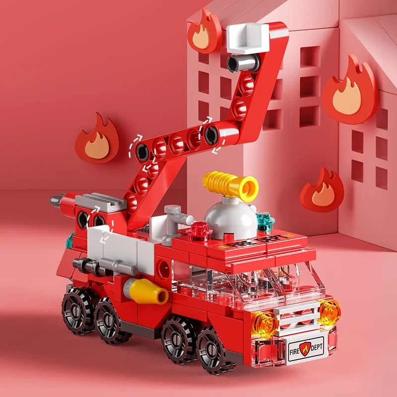 子供のための消防車のビルディングブロック,警察のトラック,エ - Kids Toys Helicopter のレビューと価格
