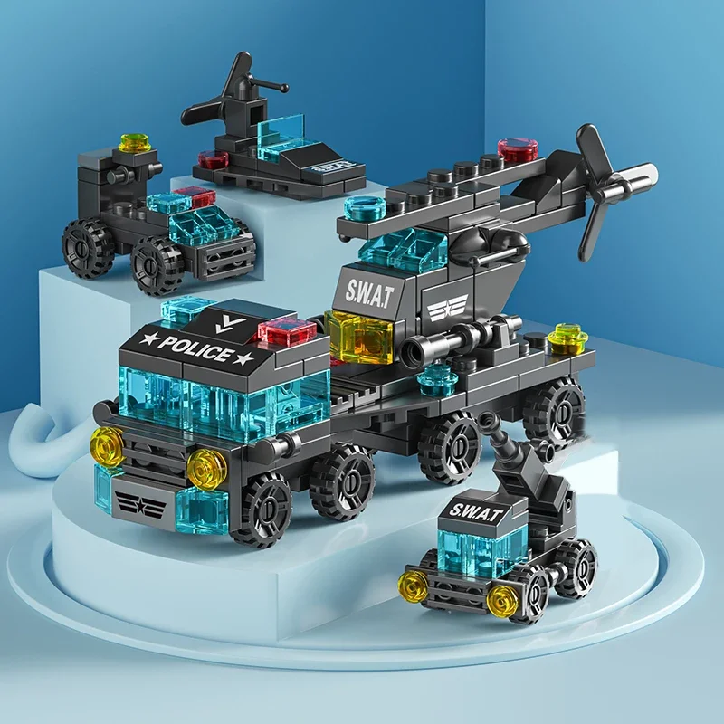 子供のための消防車のビルディングブロック,警察のトラック,エ - Kids Toys Helicopter のレビューと価格